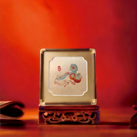 万事利方形织锦摆件-柿柿如意