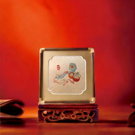 万事利方形织锦摆件-柿柿如意 商品图0