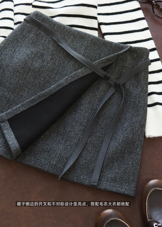 秋冬高级时髦感miu系高腰系带小A裙裤 商品图7