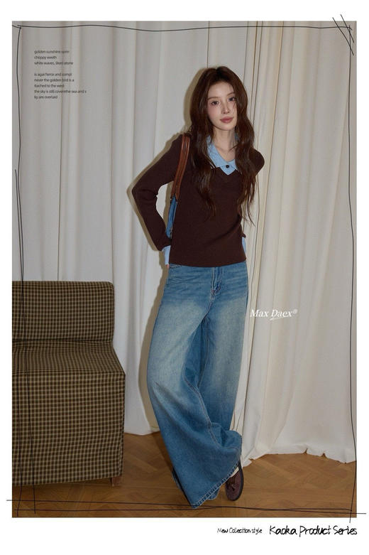 假两件海盐巧克力拼色羊毛混纺针织打底 商品图12