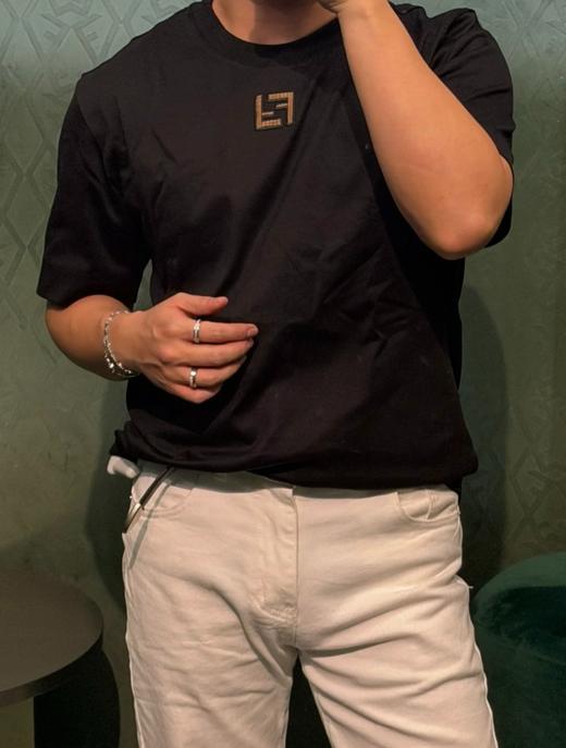 男款灯芯绒刺绣短袖T恤he011 商品图3