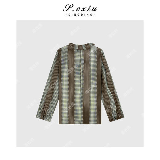 04-2潘依绣丁丁宠粉法系复古花边拼接衬衫 Q6981 商品图1