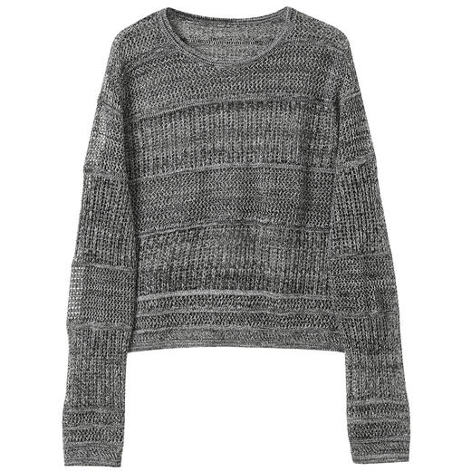 三彩2026春季新款慵懒针织衫宽松老钱风莱赛尔镂空套头衫圆领M 商品图4