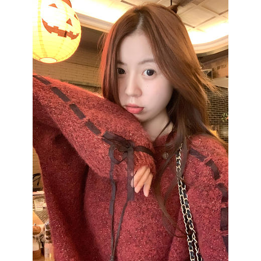 <曾小咸推荐>现货秒杀 ！微信超特价！韩系丝带毛衣 日常199.99 立减110 秒杀89.99！！ 商品图2