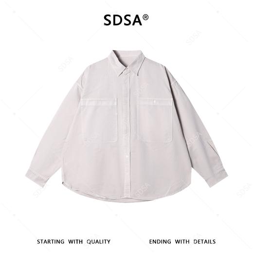 2183SDSA男士秋冬新款痞帅男装潮牌时尚纯色口袋拼接长袖衬衫百搭宽松 商品图1