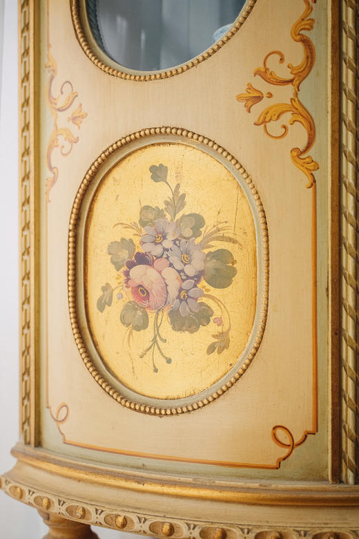 独角鹿西洋古董1890年代法国出品花卉飞鸟主题马丁漆彩绘装饰实木玻璃展示柜 商品图6