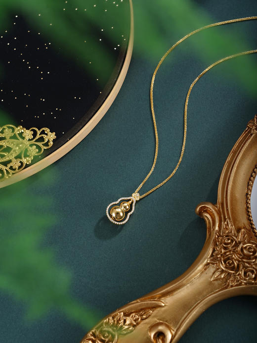 子佩集【福禄风华】银S925套链【XL022930K】项链镀金可转动葫芦2601 商品图1