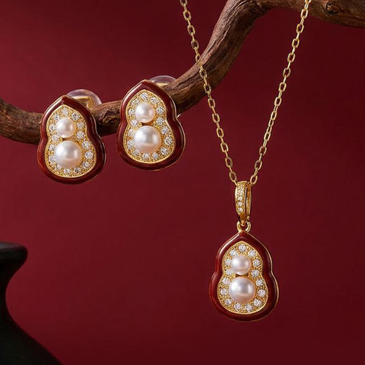 Manreya玛芮雅“鸿福双珠”淡水珍珠项链、耳钉|淡水珍珠，铜镀金 商品图5