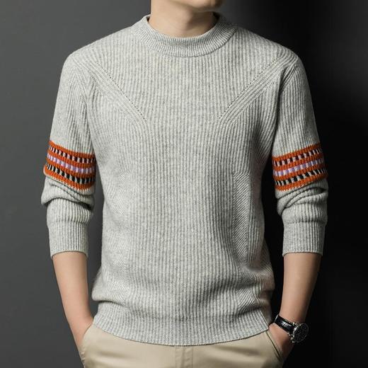 【璀璨年红】百分百羊绒衫男士保暖半高领臂珑提花毛衣2025秋冬新款气质百搭上衣潮 商品图8