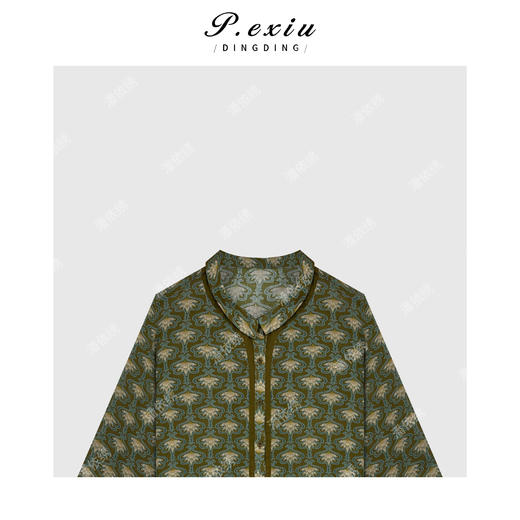 04-1潘依绣丁丁宠粉苎麻夏季薄款翻领复古休闲长袖衬衫 Q33529 商品图1