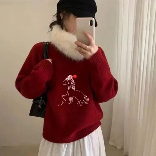 红色小马毛衣 | 软糯暖和不扎肤，肌理细腻一眼显贵。显白时髦 商品图5