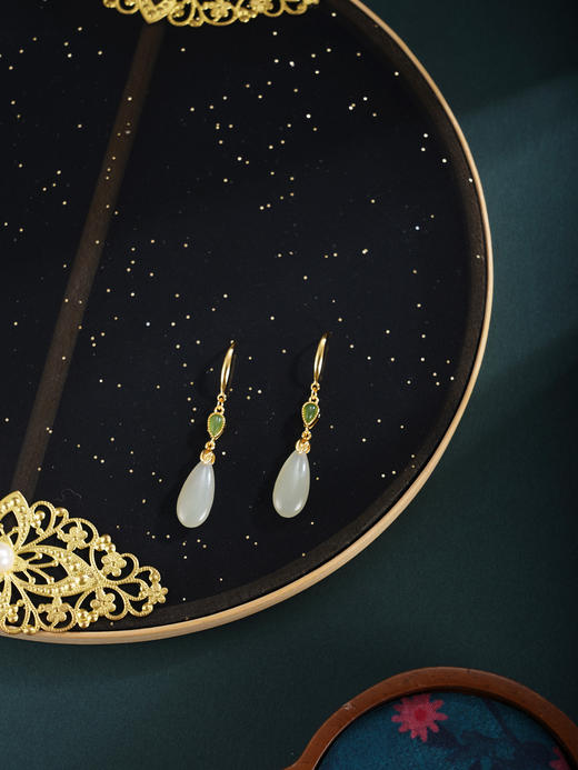 子佩集【熙和流芳】银S925耳环【EG02433】古法银镀金和田玉2601 商品图2