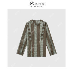 04-2潘依绣丁丁宠粉法系复古花边拼接衬衫 Q6981