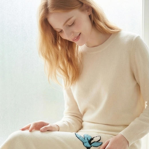 KINGDEER/KD百搭中长款A字裙常规秋冬半身裙厚款休闲L805630温婉奶油款鹿王 商品图9