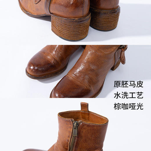 绽放/LSX010朵新岁·纯手工重水洗原胚马皮马丁靴粗跟侧拉链短靴 商品图3