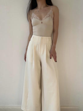 DONSEE10｜白色无腰头阔腿裤 DS10SS2484