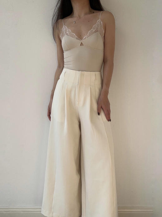 DONSEE10｜白色无腰头阔腿裤 DS10SS2484 商品图0