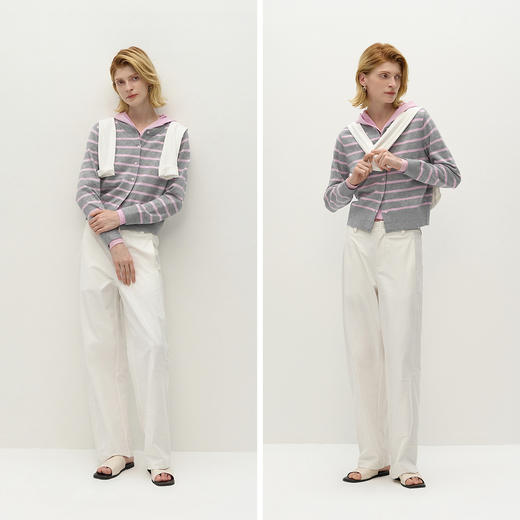 森柔|商场同款森马针织开衫女春短款条纹假两件2026新款复古毛衫 商品图4