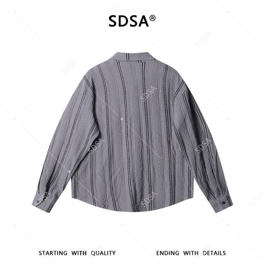 6823SDSA男士秋冬新款痞帅男装时尚菱形撞色提花竖纹设计长袖衬衫百搭 商品图5