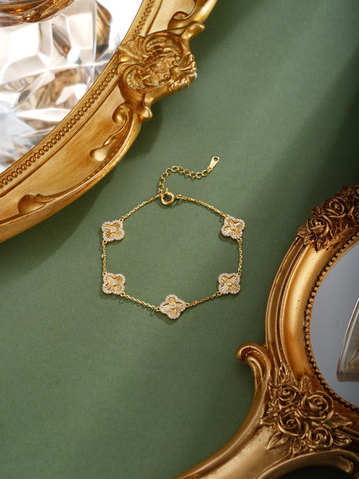 子佩集【四叶明媚】银S925手链【SL050077K】镀金四叶草2601 商品图3