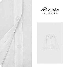 04-1潘依绣丁丁宠粉法式慵懒风蕾丝拼接V领设计感衬衫 7005T