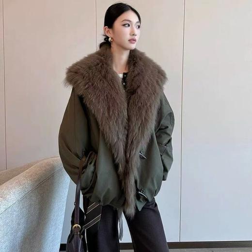 【YW】无忧购狐狸毛可拆卸大毛领50%鹅绒服羽绒宽松皮草外套女（现货48小时内发货） 商品图0