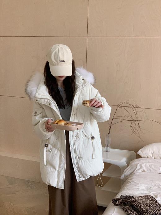 【YW】无忧购冬季50绒毛领羽绒服女中长款可调节收腰外套01 商品图2