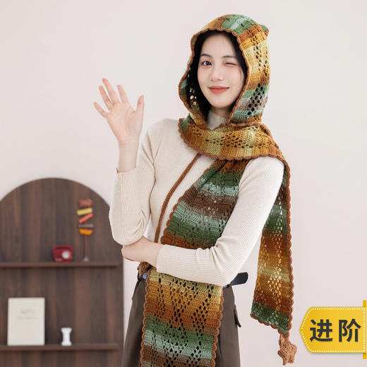 苏苏姐家冬禧连帽围巾手工diy编织钩针印象莫奈毛线团围巾材料包 商品图0