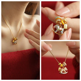 【秒杀价已调 直接拍】大H 26年 艺术家限定「福马」珐琅彩工艺合金&真铜电镀18k金锁骨链 颈链 项链