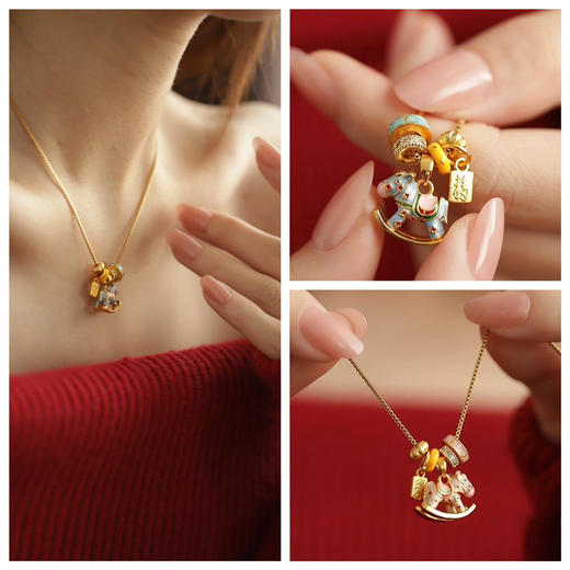 【秒杀价已调 直接拍】大H 26年 艺术家限定「福马」珐琅彩工艺合金&真铜电镀18k金锁骨链 颈链 项链 商品图0