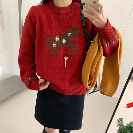 红色小马毛衣 | 软糯暖和不扎肤，肌理细腻一眼显贵。显白时髦 商品图4