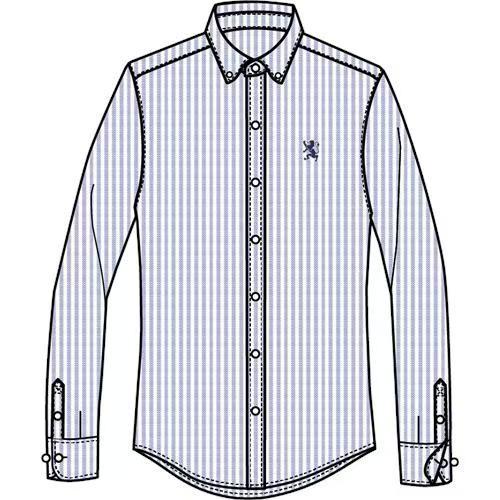 佐丹奴男装26年经典全棉牛津纺狮子绣花衬衫01046083 商品图2