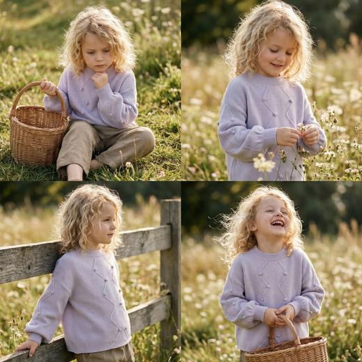 PALUOPO/PL山羊绒女童纯色羊绒衫100%山羊绒帕罗 商品图3