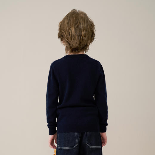 mettekids儿童100%羊绒衫2025秋冬男童卡通小狗套头童装针织毛衣 商品图3