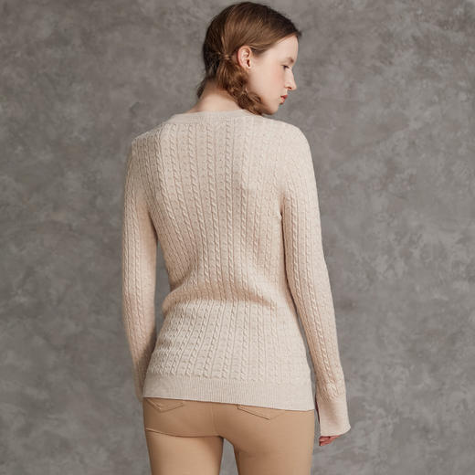 Famecoco范可儿秋季休闲圆领套头纯色内搭羊毛针织衫基础打底衫毛衣女F185DB006 商品图2