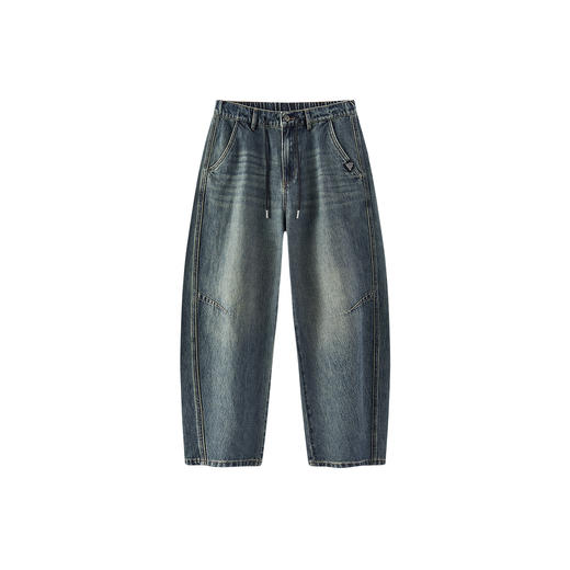 商场同款|森马牛仔裤男春季宽松弯刀裤2026新款半橡筋腰抽绳长裤 商品图4