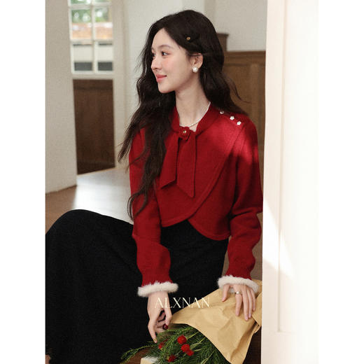 鹿向南「雾凇圣诞」百搭黑色吊带连衣裙女秋冬季叠穿收腰显瘦长裙 商品图4