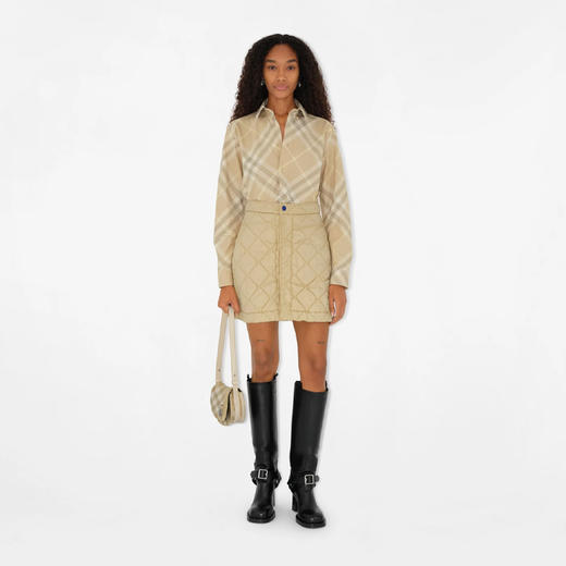 【二】BURBERRY 巴宝莉 女士马术骑士徽标刺绣格纹棉质长袖衬衫 格子 8083594 B8686 商品图3