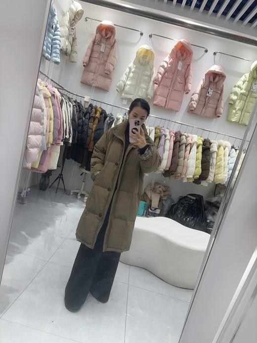 【YW】无忧购格纹50%白鸭绒立领中长款单排扣休闲加厚羽绒服女889# 商品图6