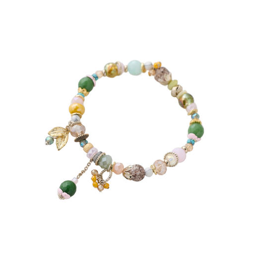 三彩2026新款彩色合成水晶拼接复古手串森系童话度假通勤吊坠自然 商品图3