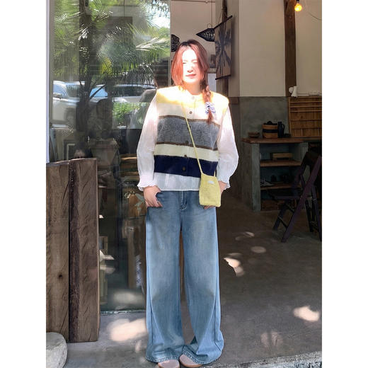 <曾小咸推荐>韩系叠穿撞色条纹毛织马甲 商品图3