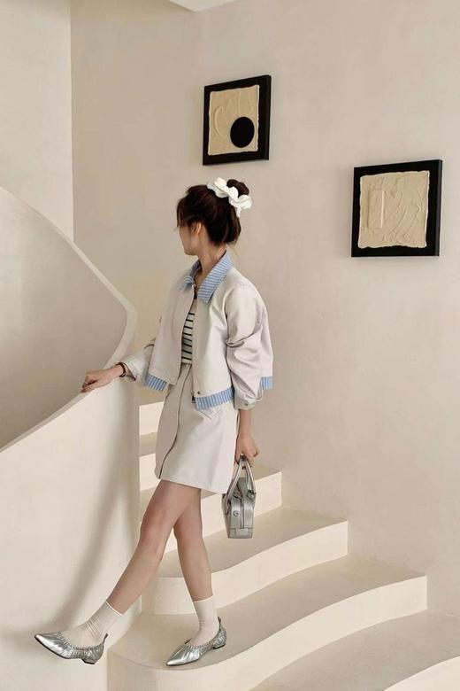 amadella 条纹拼接学院风小个子减龄半裙套装 22062 商品图3