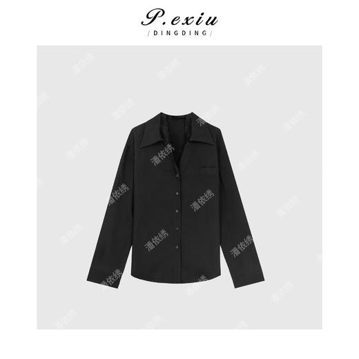 04-1潘依绣丁丁宠粉法式慵懒风蕾丝拼接V领设计感衬衫 7005T 商品图2