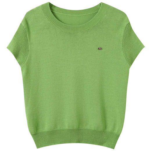 【莱赛尔】三彩独醒2026春季新款圆领短袖针织衫毛衫套头短款F 商品图4