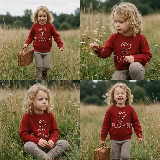 PALUOPO/PL山羊绒女童花色羊绒衫100%山羊绒帕罗 商品图5