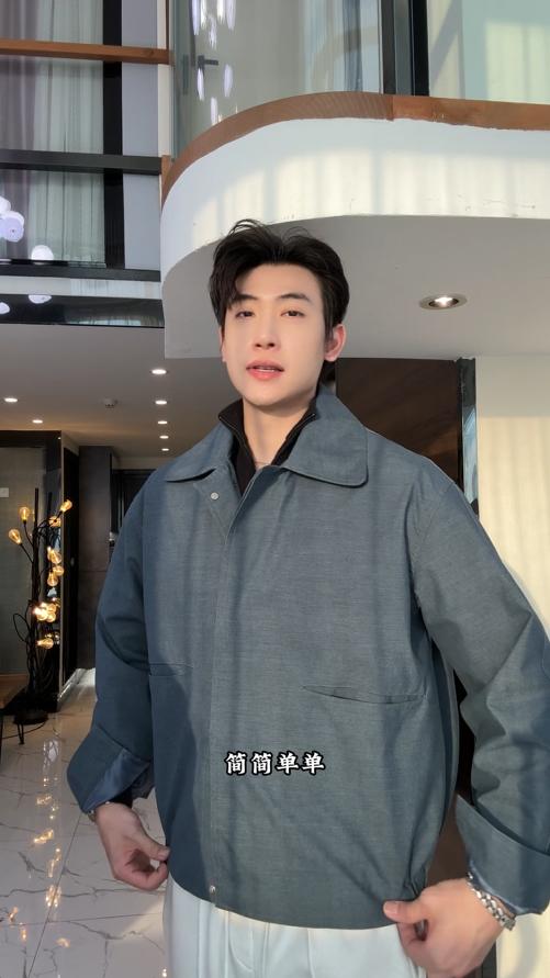 263020SDSA男士秋冬新款痞帅男装复古商务简约纯色翻领夹克外套百搭宽松 商品图0