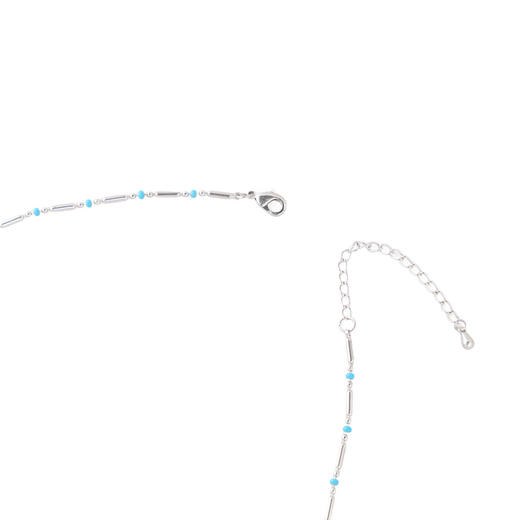 三彩2026新款蓝松石方形吊坠项链简约复古假日通勤个性西部氛围女 商品图4