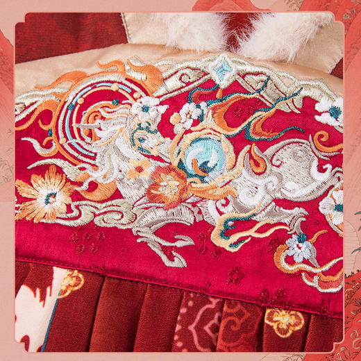 笛莎/Deesha 女童2025年冬季新款中大童新中式刺绣国风连衣裙厚裙子 商品图3