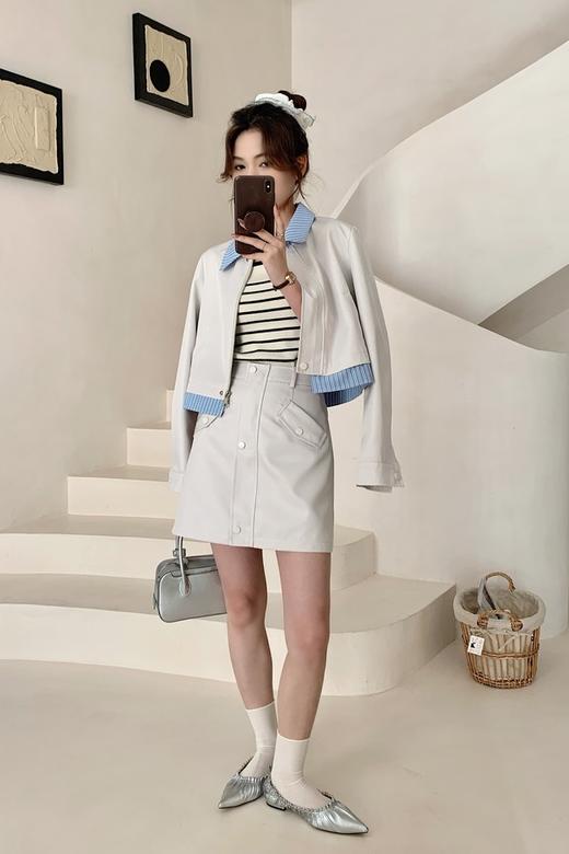 amadella 条纹拼接学院风小个子减龄半裙套装 22062 商品图0