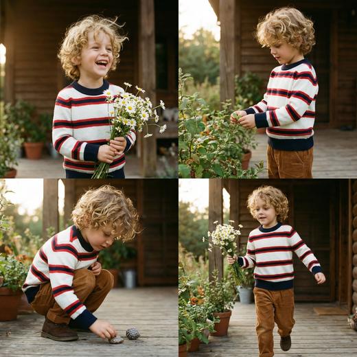 PALUOPO/PL山羊绒男童羊绒衫100%山羊绒帕罗 商品图2